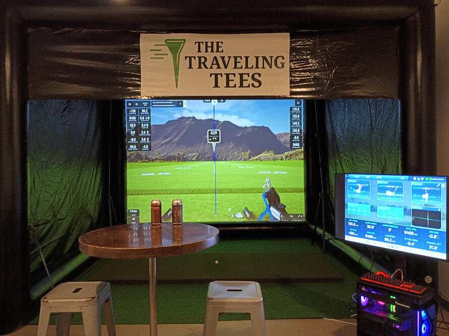 Mobile golf simulator rental at private event in Central New York