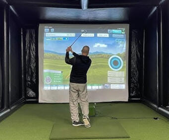 Mobile golf simulator rental at private event in Central New York