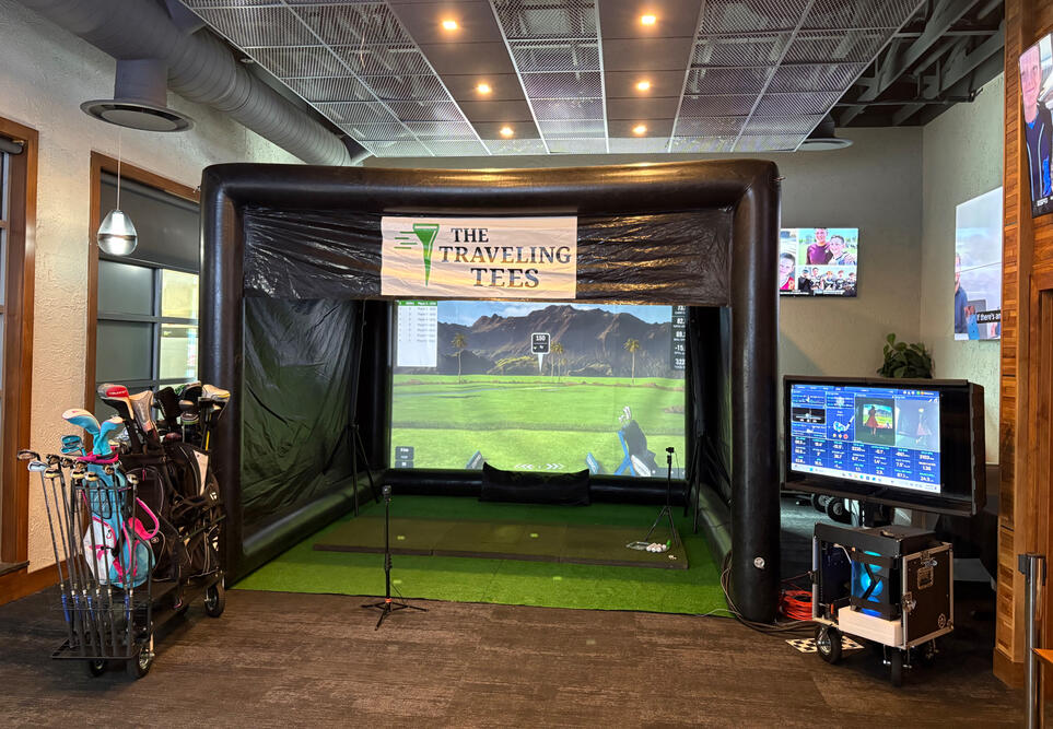 Mobile golf simulator rental at private event in Central New York