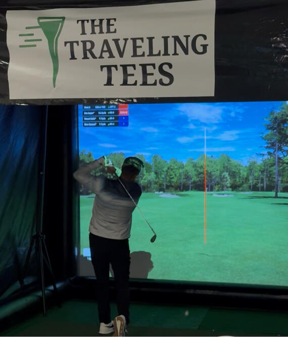 Mobile golf simulator rental at bar in Central New York