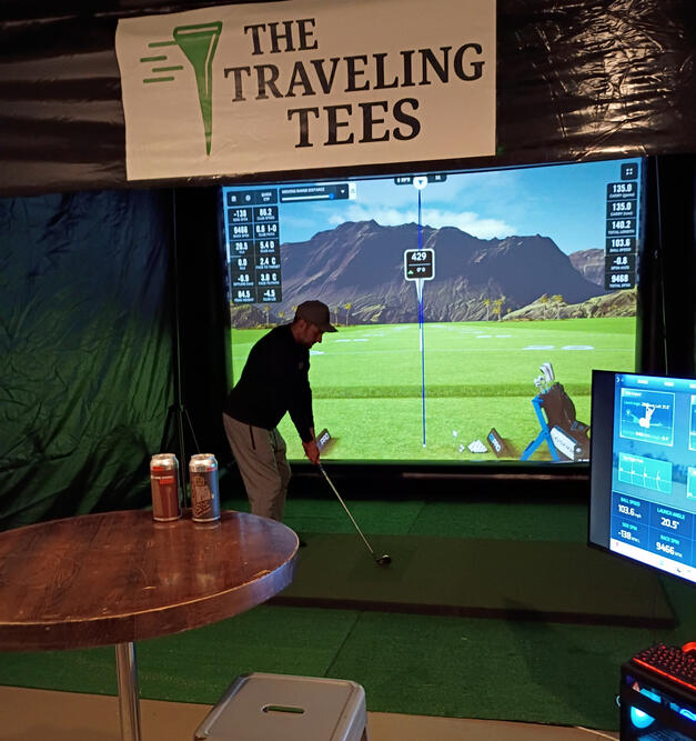 Mobile golf simulator rental at private event in Central New York