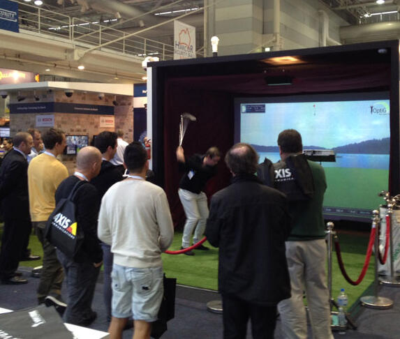 mobile golf simulator set up at corporate event in New York